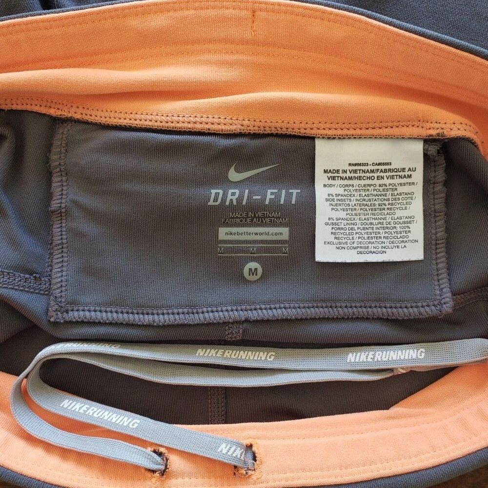 Nike Dri-FIT Size M Stay Warm Capri Workout Grey Orange Leggings Running Gym - Picture 7 of 9